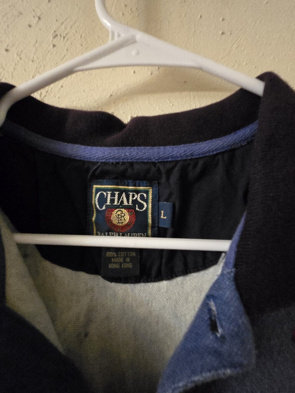 Chaps Men’s Blue Polo with Tropical Floral Print - Picture 2 of 3